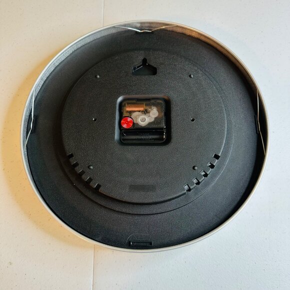 Orange Wall Clock With Temperature & Humidity Non Ticking Silent Battery Operate - Picture 10 of 11